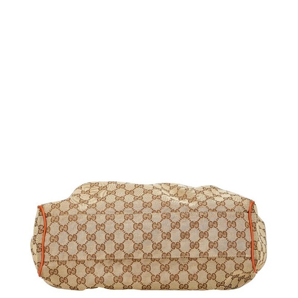 Gucci GG Canvas Sukey Handbag Beige Orange Leather - Picture 3 of 8